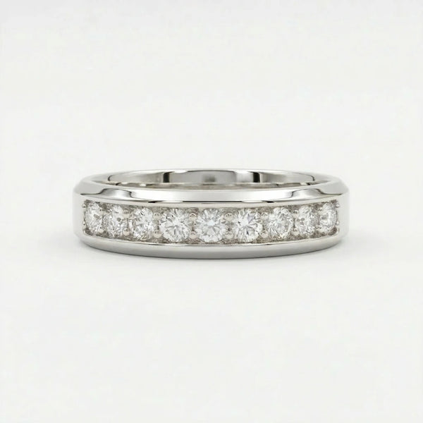Eternal sparkle pavé diamond wedding band in 14K white gold - continuous brilliance and sparkle