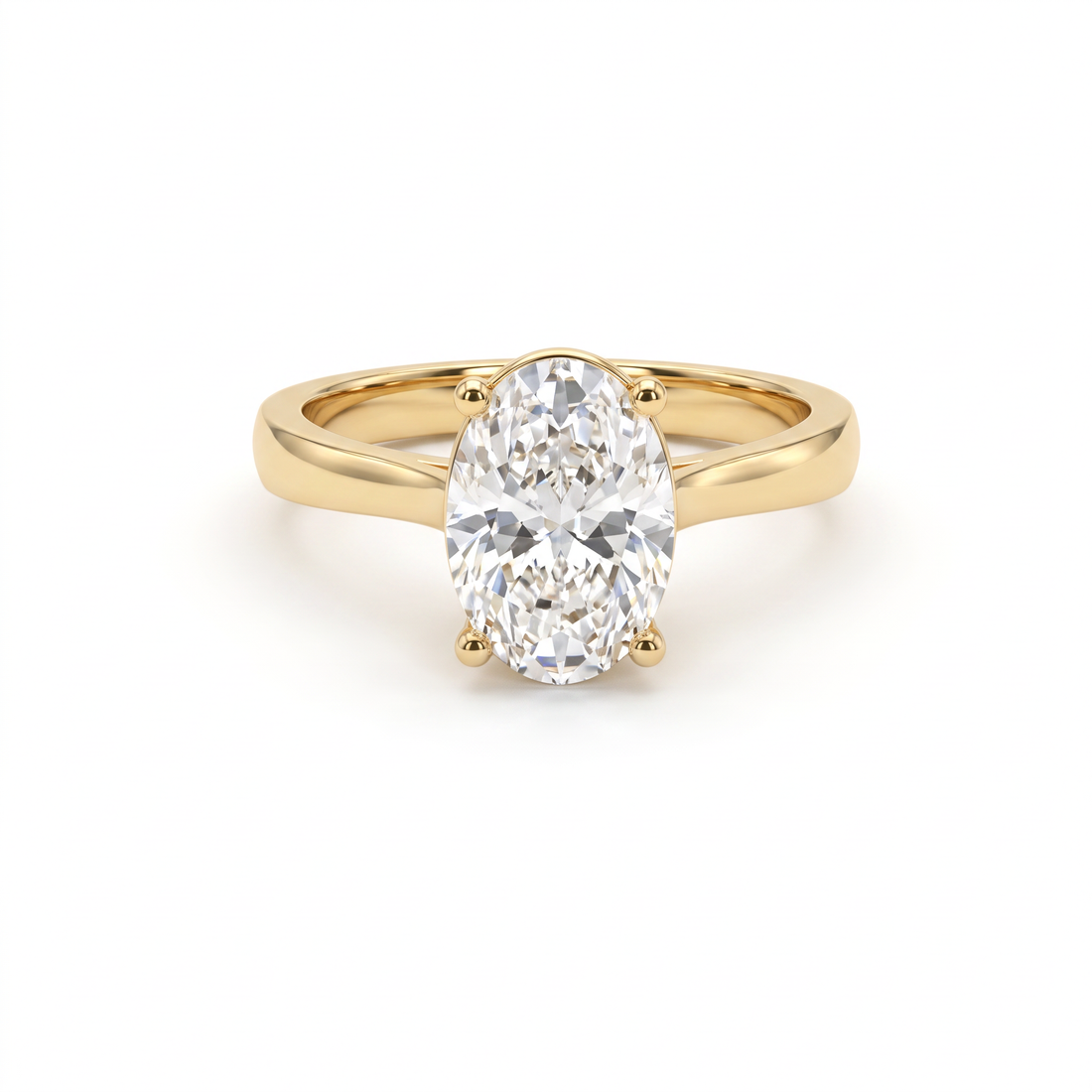 2 carat oval Lab-Grown Diamond solitaire engagement ring in 14K yellow gold