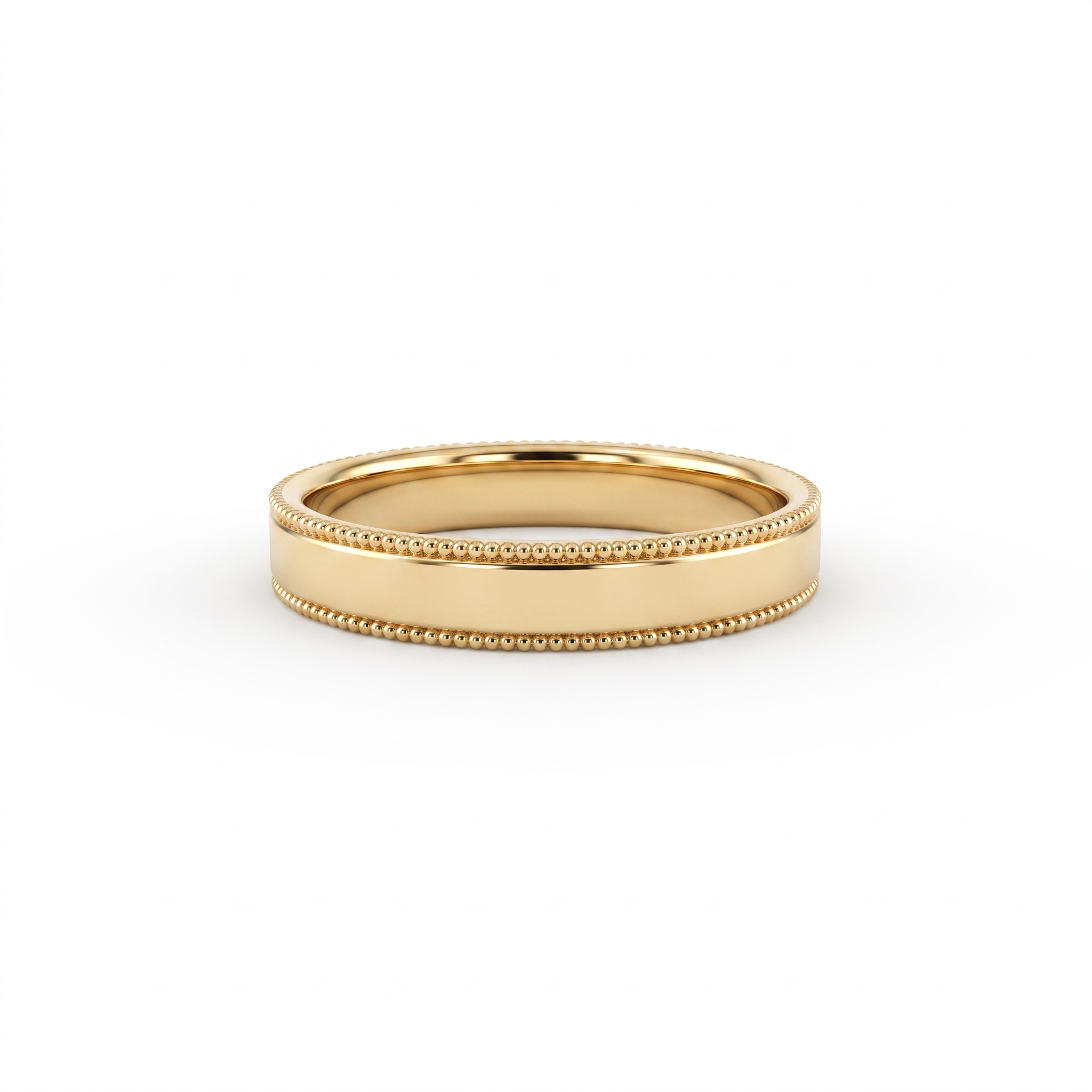4mm wedding bands in solid 14K gold, hammered, milgrain, flat and dome profiles handcrafted in Queens NYC