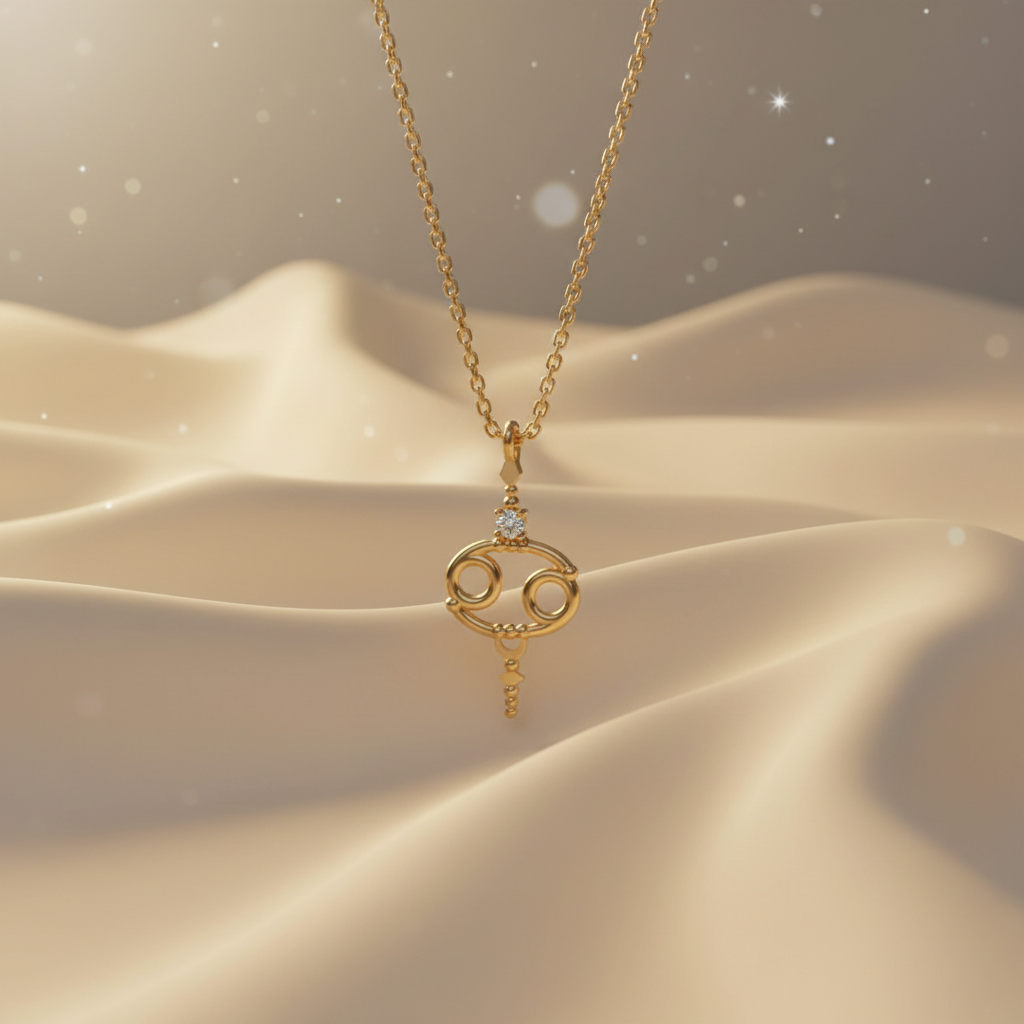 Aurex Cancer Zodiac Diamond Necklace in 14K gold with lab-grown diamonds handcrafted in NYC