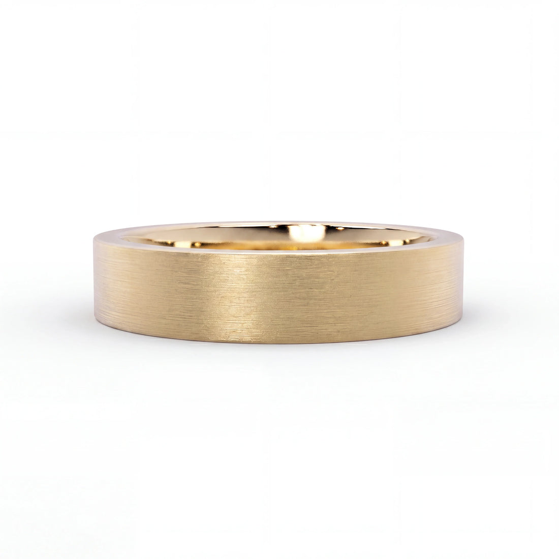 Comparison of 5mm and 6mm men's wedding band widths in solid 14K gold