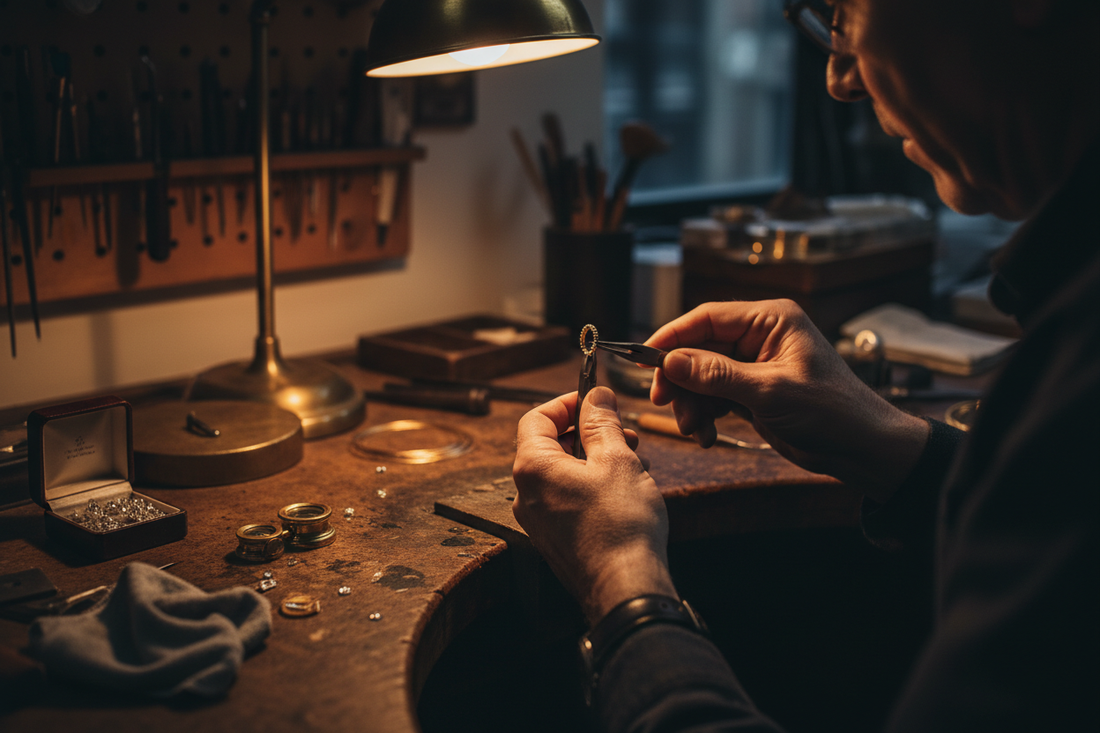 Interior view of the Black Pearl of Queens jewelry workshop in Woodside, Queens — where every ring is made by hand from raw casting to final polish.