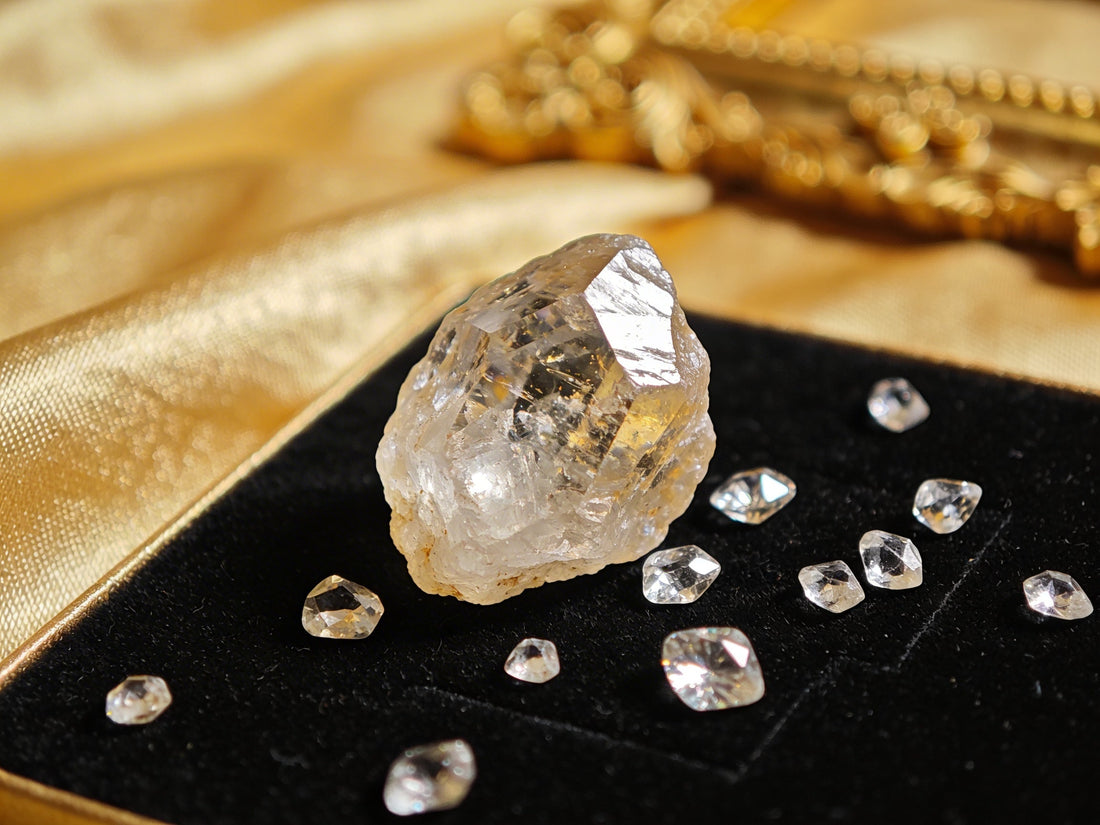 Raw diamond on educational page for lab grown diamonds