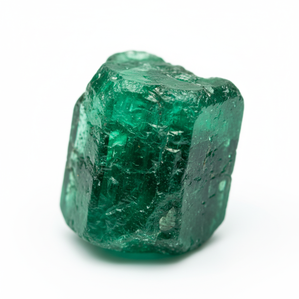 Raw emerald birthstone gemstone in deep green — May Birthstone Jewelry by Black Pearl of Queens