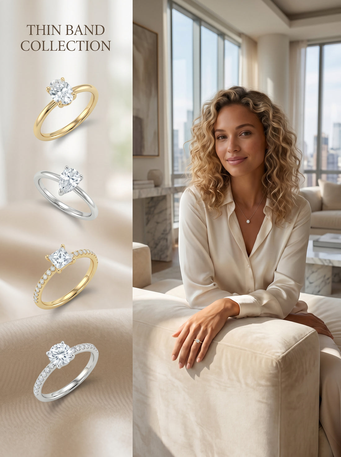 Ultra thin band engagement rings collection — Black Pearl of Queens, NYC
