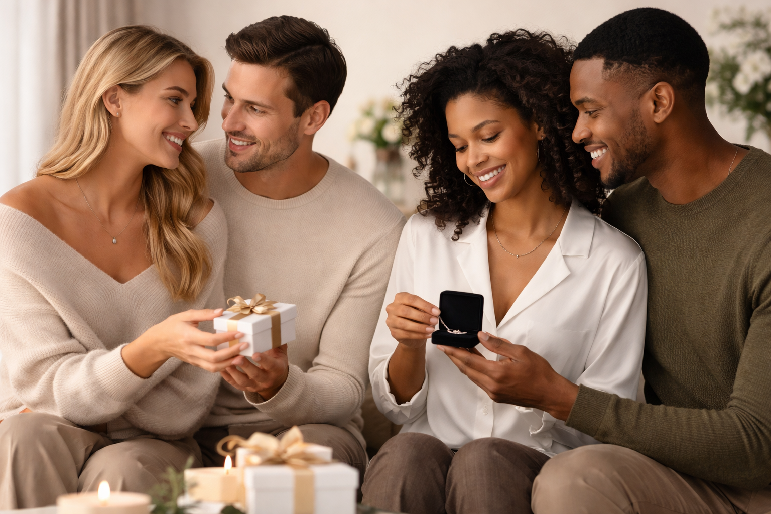 Close-up of woman wearing best selling 14K gold fine jewelry from Black Pearl of Queens