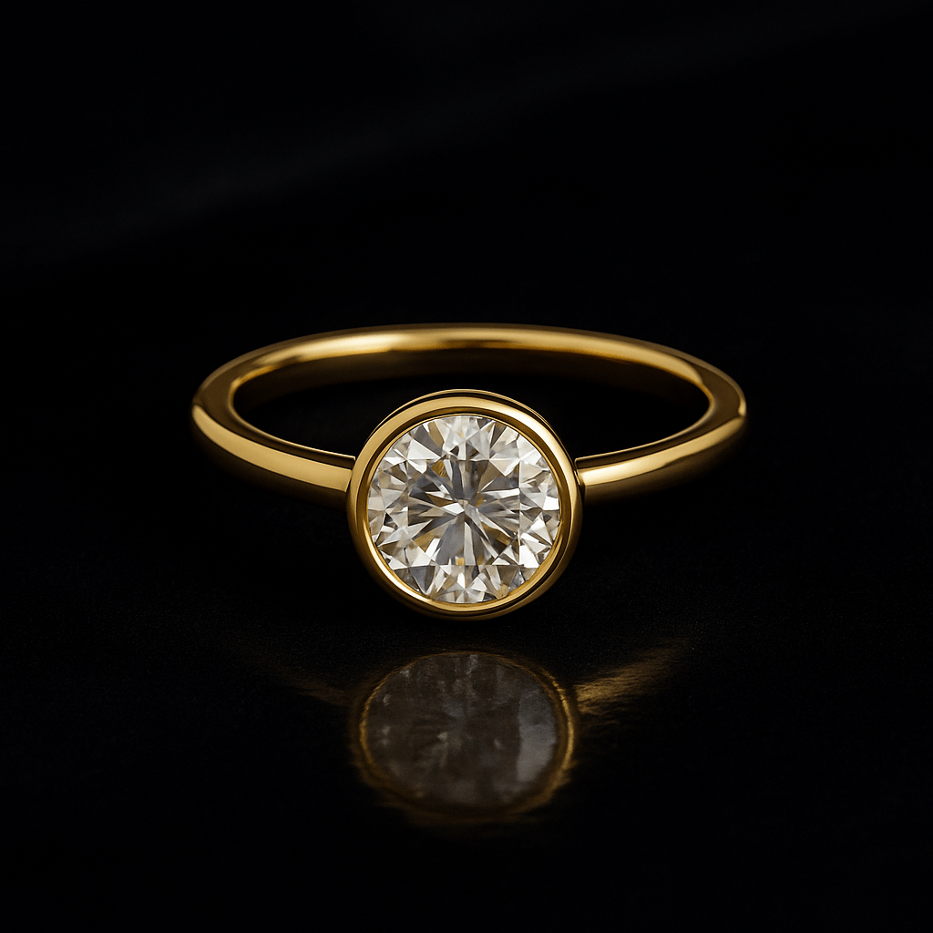 Bezel Engagement Rings - Black Pearl of Queens