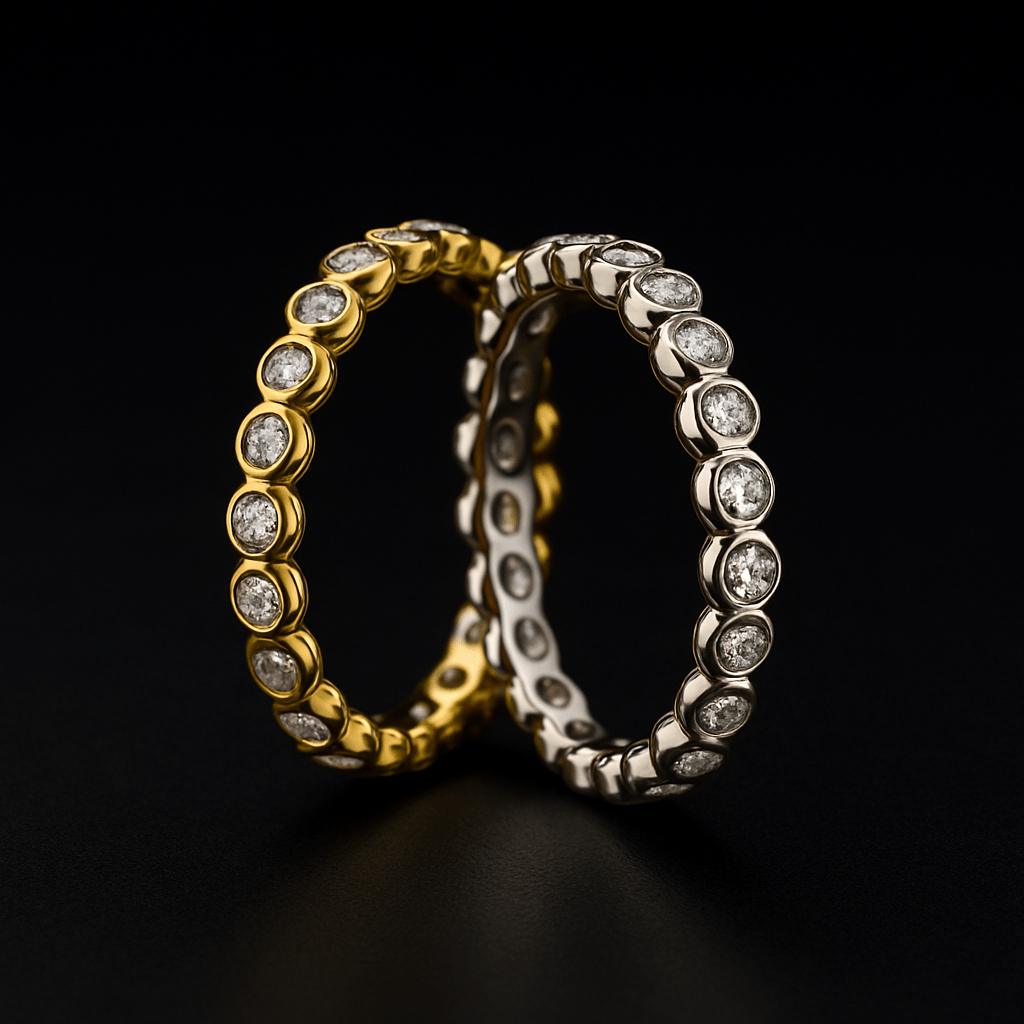 Bezel Eternity Rings - Black Pearl of Queens