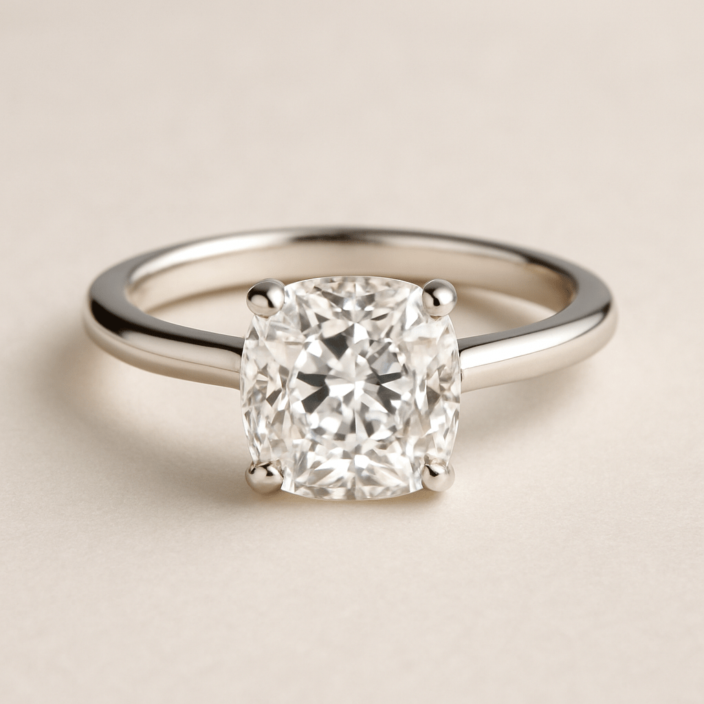 Cushion Cut Engagement Rings - Black Pearl of Queens