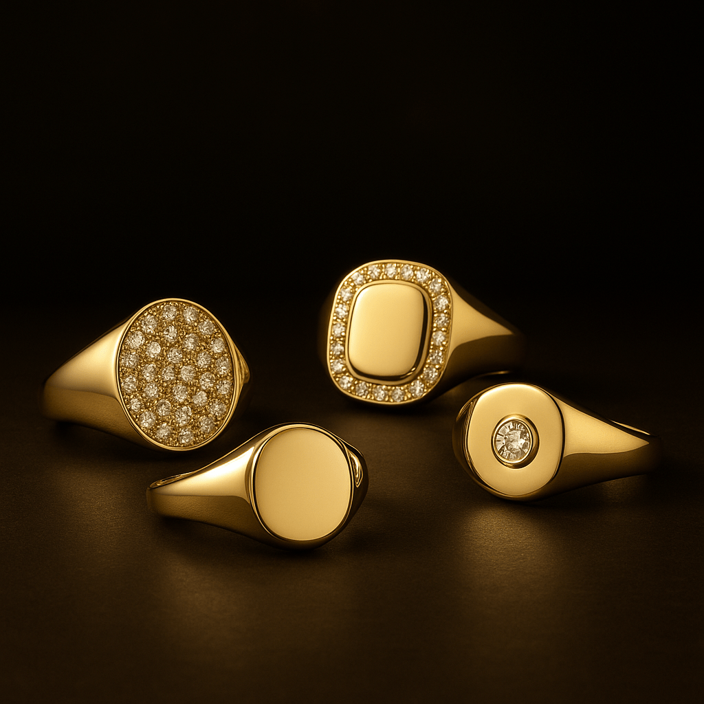 Diamond Signet Rings - Black Pearl of Queens