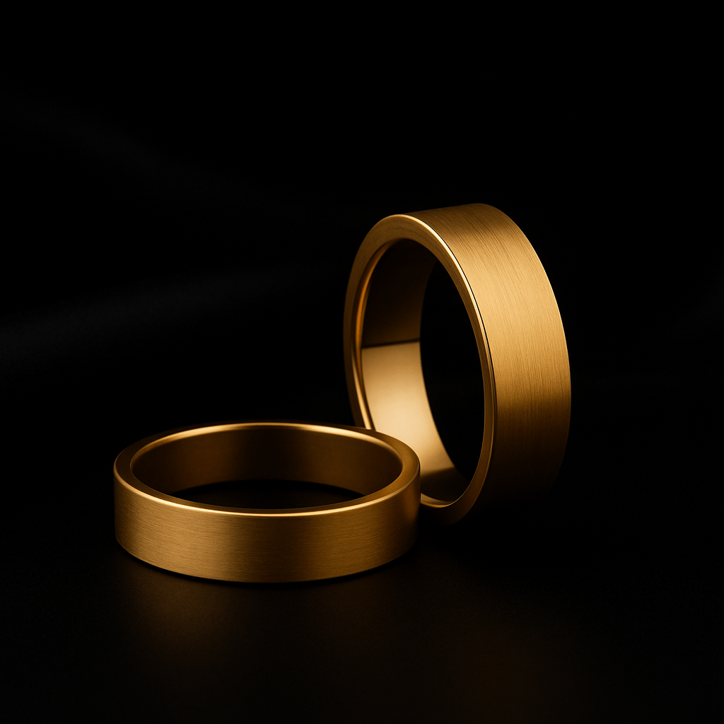 Flat Wedding Bands - Black Pearl of Queens
