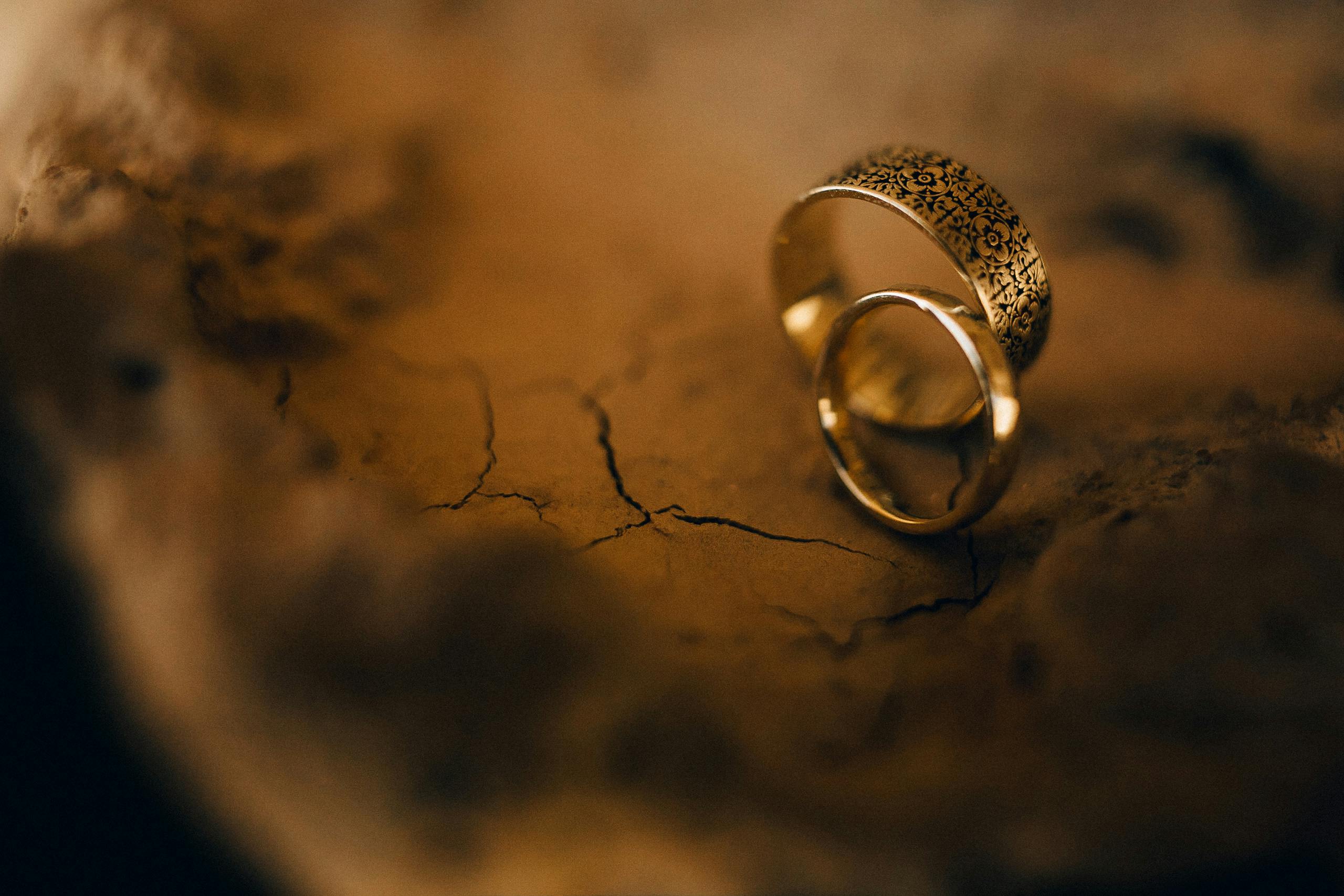 Rustic Wedding rings from Black Pearl of Queens