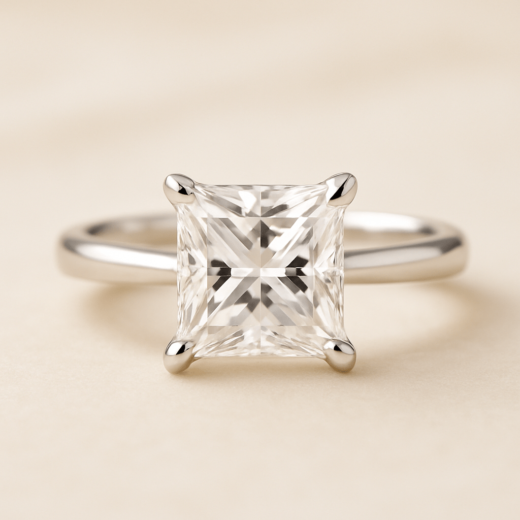 Princess Cut Engagement Rings - Black Pearl of Queens