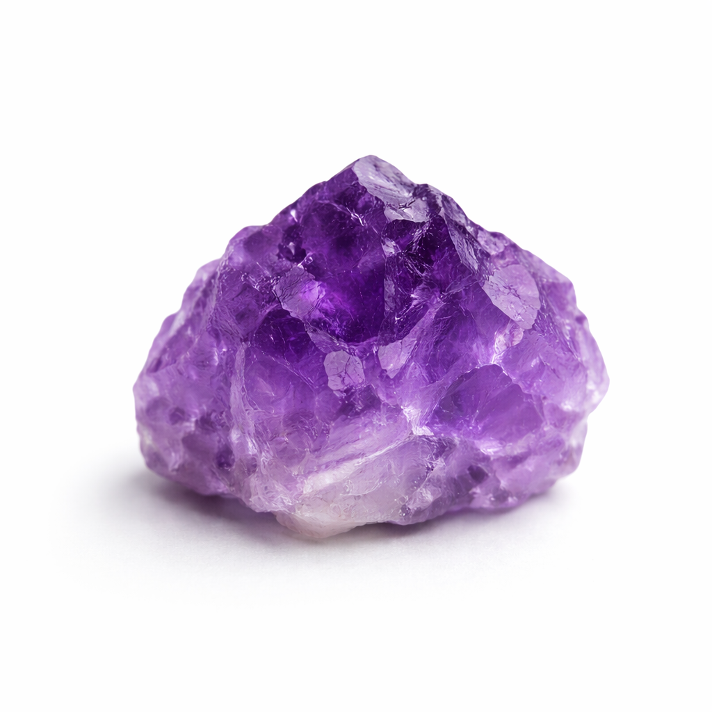 Raw amethyst gemstone crystal representing February birthstone jewelry