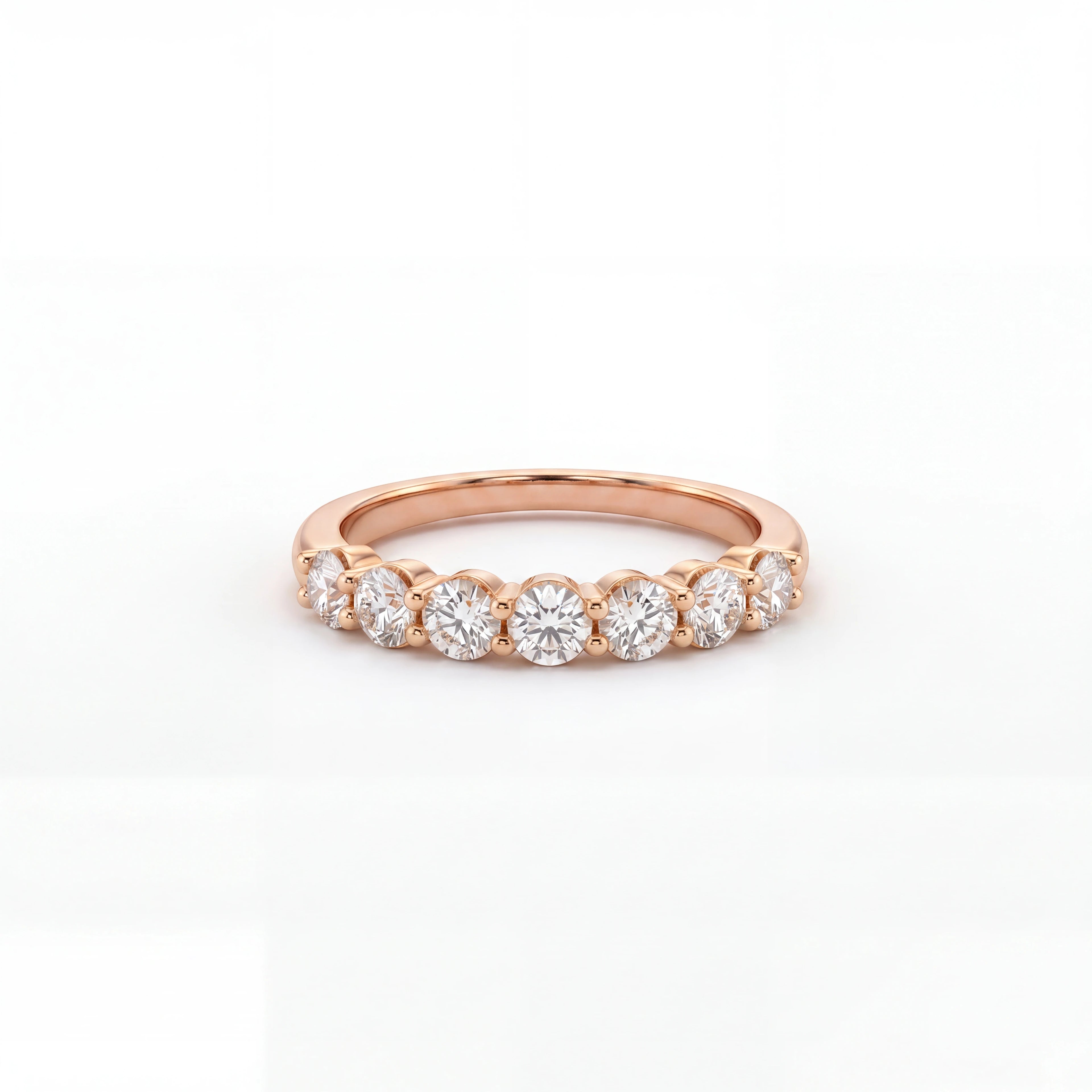 1/3 Eternity Round Lab-Grown Diamond Band in solid 14K rose gold, front view