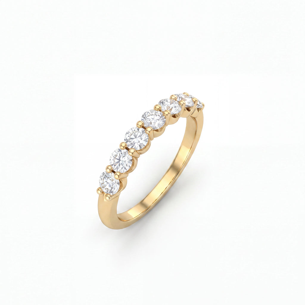 1/3 Eternity Round Lab-Grown Diamond Band in 14K yellow gold, angled view showing graduated round diamonds