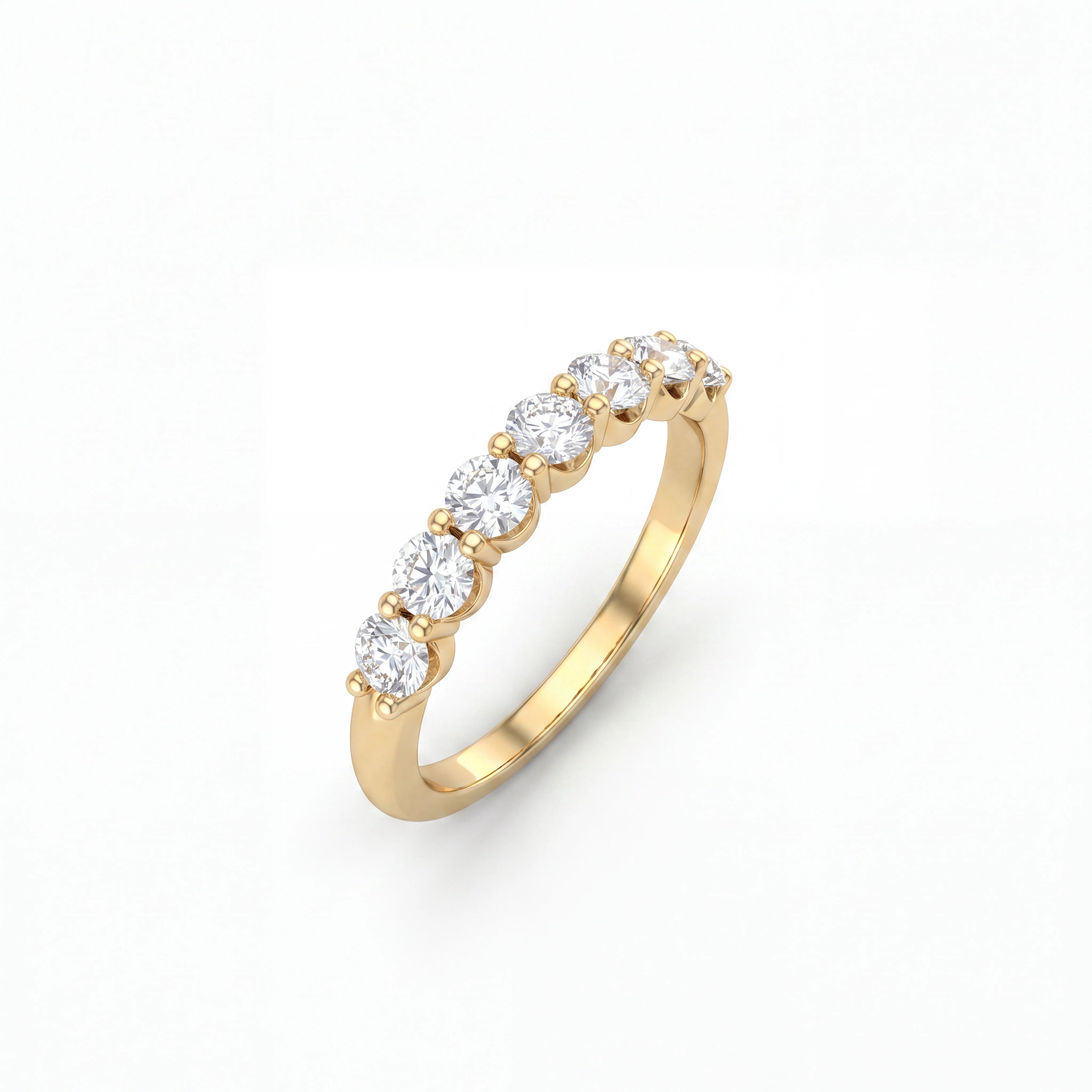 1/3 Eternity Round Lab-Grown Diamond Band in 14K yellow gold, angled view showing graduated round diamonds