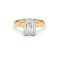 1.5ct emerald cut Lab-Grown Diamond hidden halo engagement ring in 14K yellow gold, front view