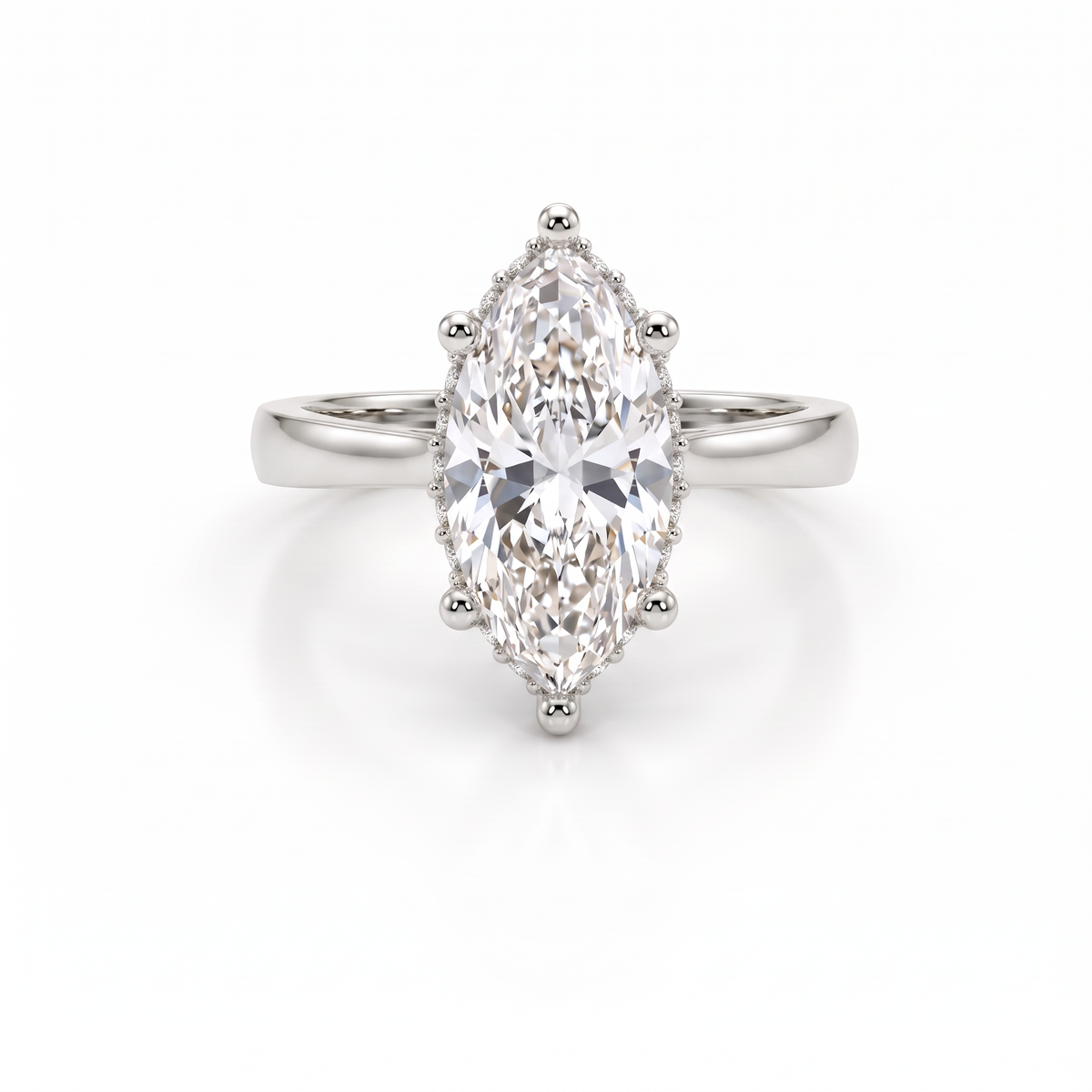 1.5ct marquise hidden halo engagement ring in 14K white gold with a Lab-Grown Diamond center stone