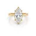 1.5ct marquise cut Lab-Grown Diamond hidden halo engagement ring in 14K yellow gold, front view