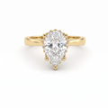 1.5ct pear cut Lab-Grown Diamond hidden halo engagement ring in 14K yellow gold, front view