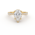 1.5ct Pear Cut Lab-Grown Diamond engagement ring in 14K yellow gold with hidden halo and pavé band, front view