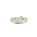 Front view of 1 Carat Princess Cut Floating Diamond Ring in 14K yellow gold with solitaire lab grown diamond
