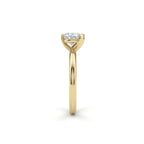 1 Carat Princess Cut Floating Diamond Ring in 14K yellow gold side profile view with floating solitaire setting