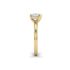 Side profile of 1 Carat Princess Cut Floating Hidden Halo Diamond Ring in 14K yellow gold solitaire setting