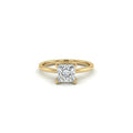Front view of 1 carat princess cut lab grown diamond engagement ring in 14K yellow gold