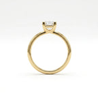 Side profile of 1 carat princess cut lab grown diamond engagement ring in 14K yellow gold