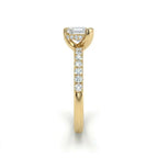 Side profile of 1 Carat Princess Cut Pavé Floating Hidden Halo Diamond Ring with lab grown diamonds