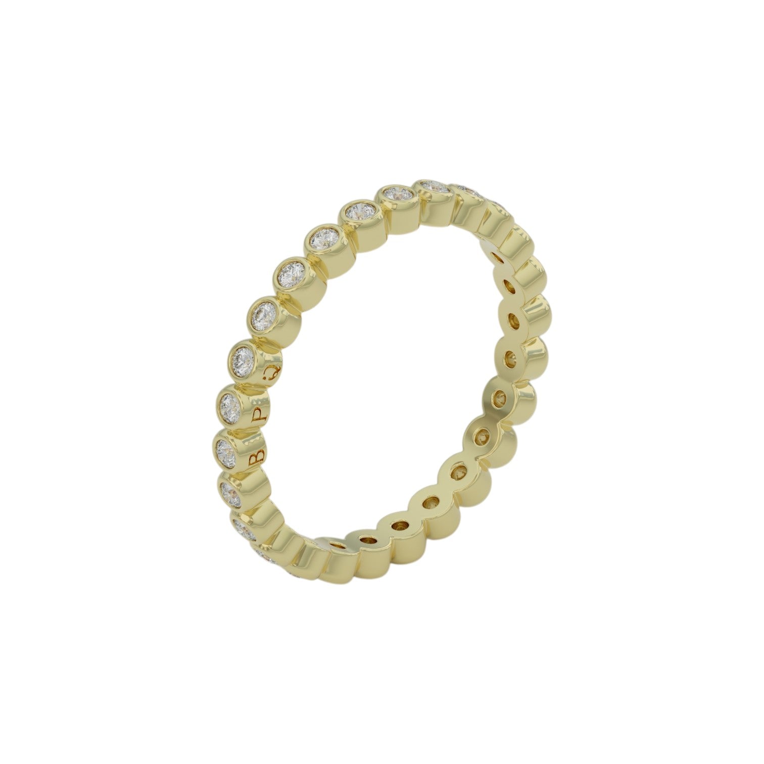Eternity Wedding ring 1/3ct in yellow gold, Angle view to show details