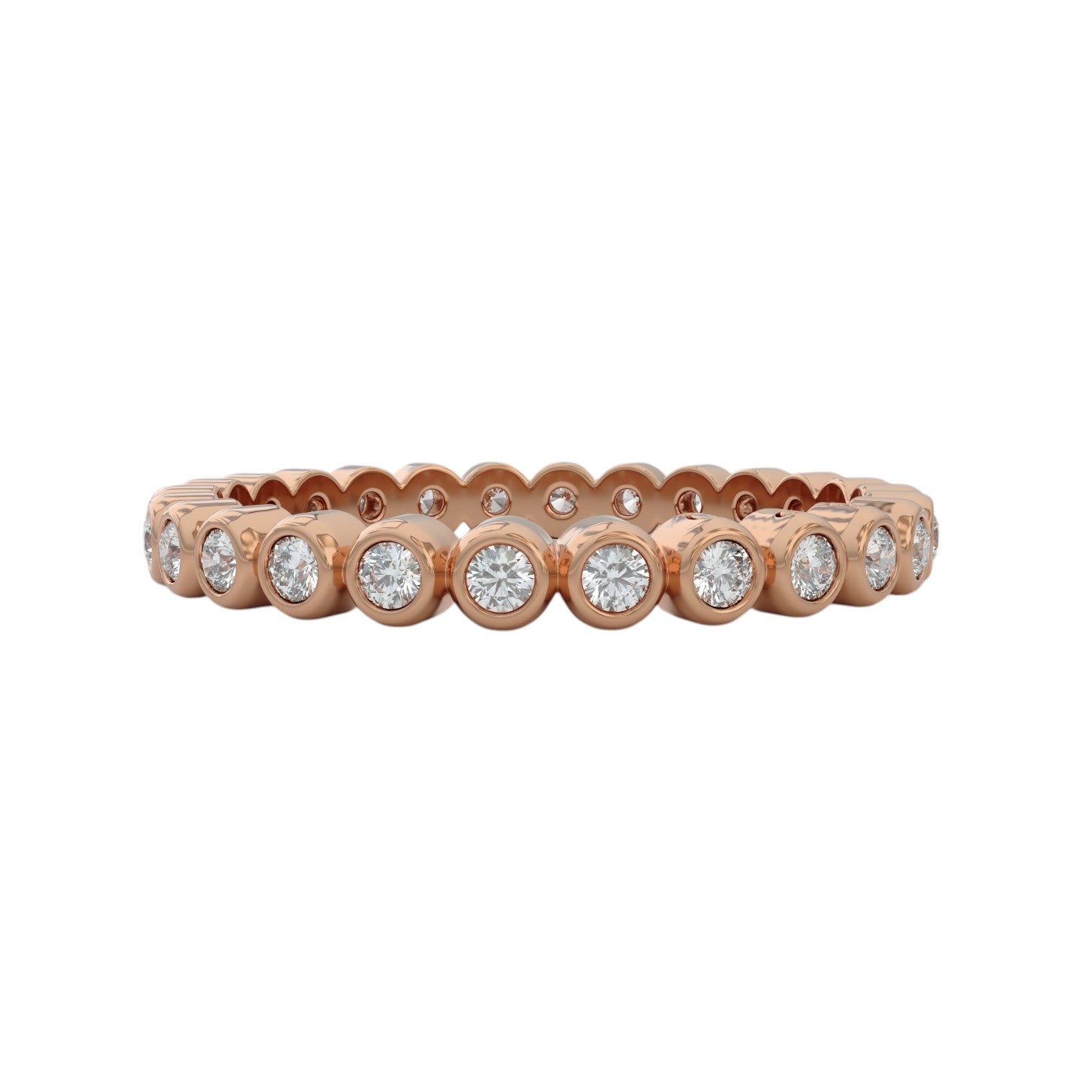 Eternity Wedding ring 1/3ct in rose gold, closed up view to show details