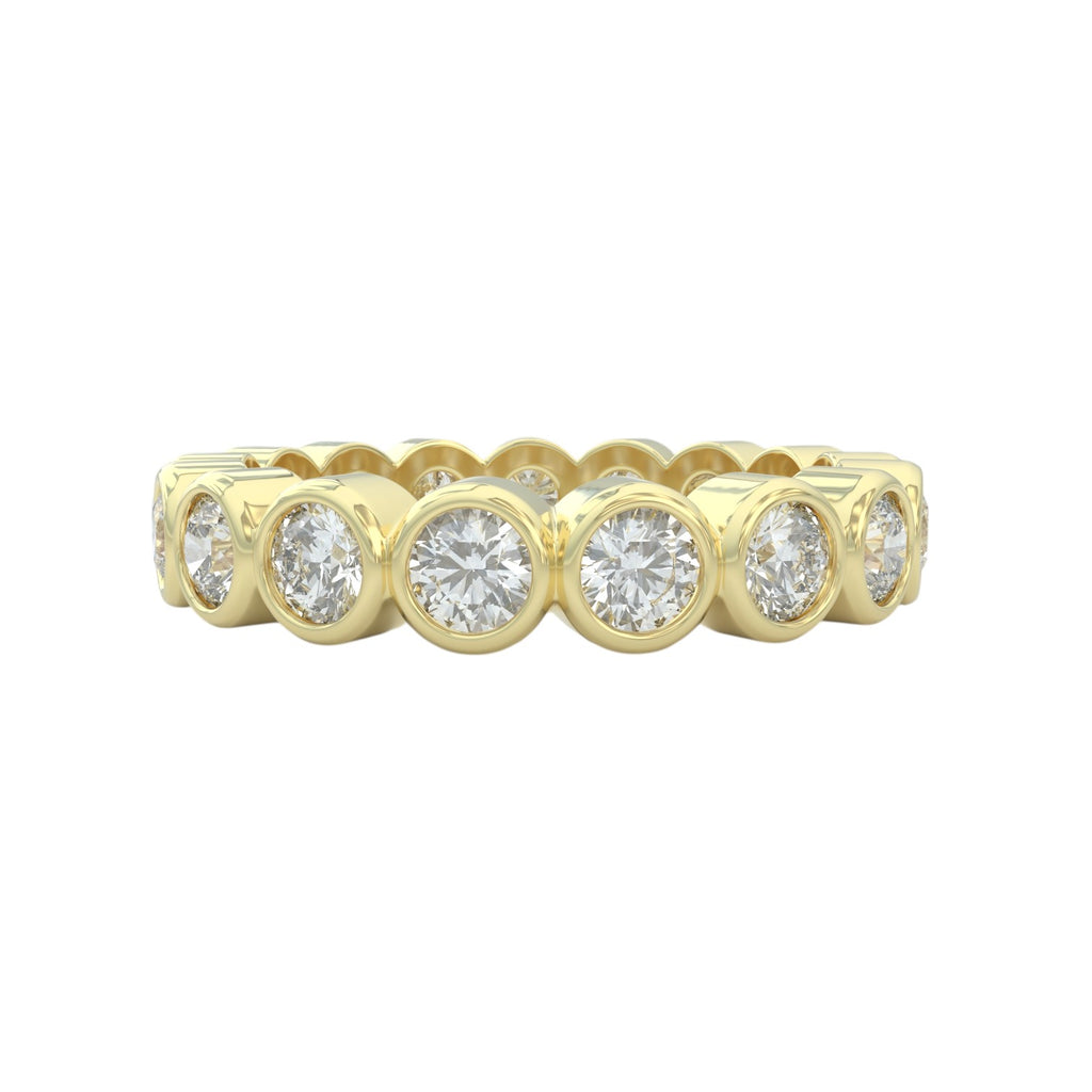 1.75ct yellow gold diamond eternity wedding ring closed up view showing details
