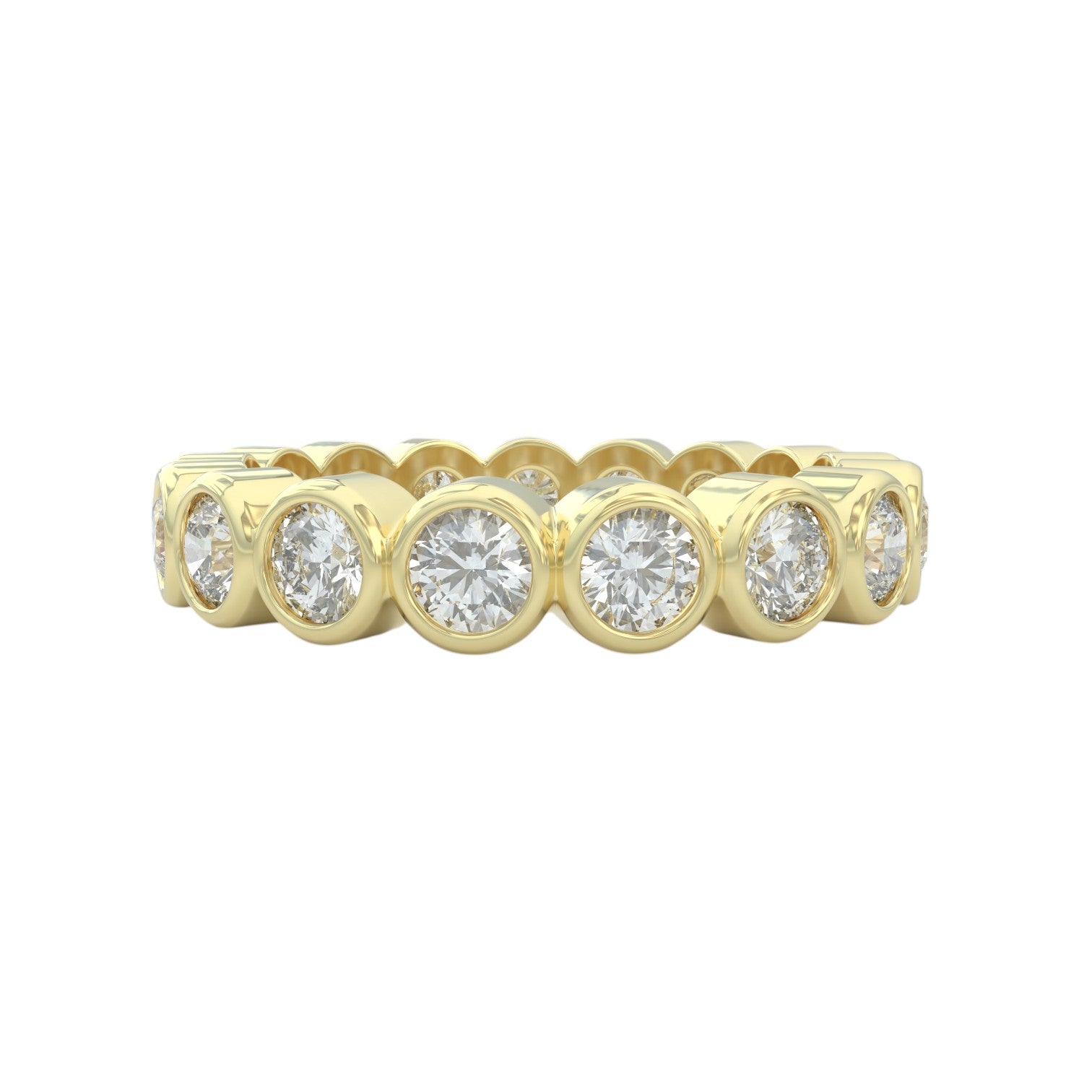 1.75ct yellow gold diamond eternity wedding ring closed up view showing details