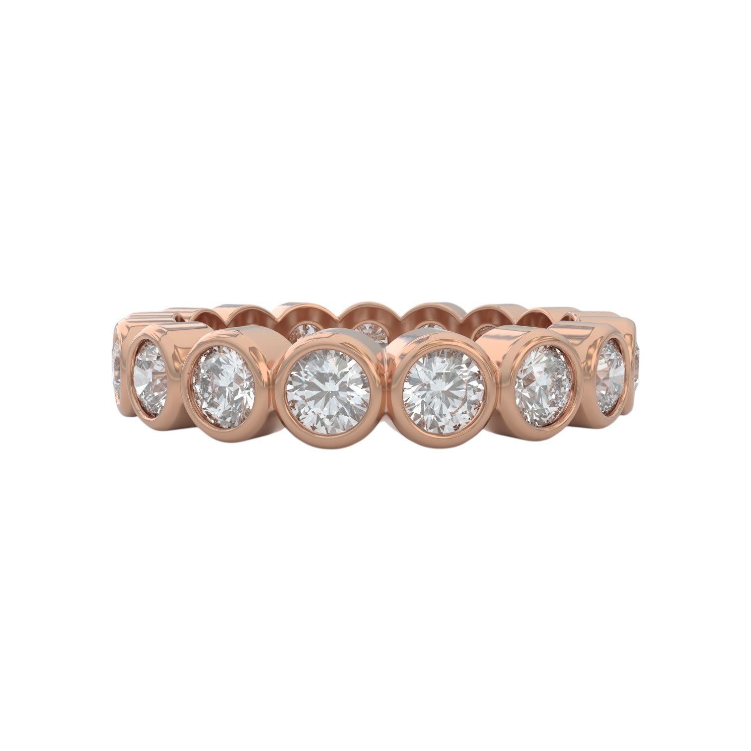 1.75ct rose gold diamond eternity wedding ring closed up view showing details