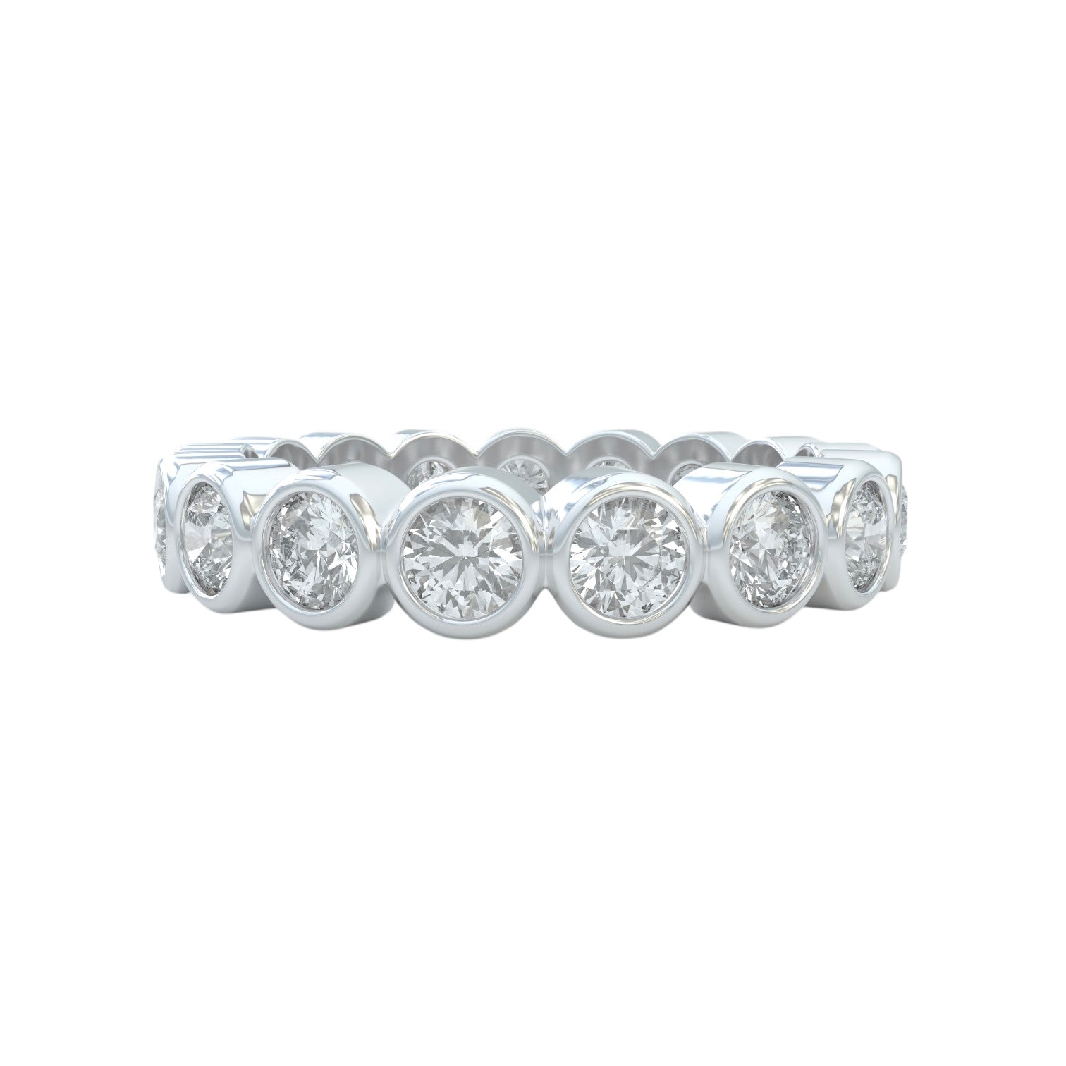 1.75ct white gold diamond eternity wedding ring closed up view showing details