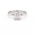 1ct emerald cut solitaire engagement ring in 14K white gold, front view