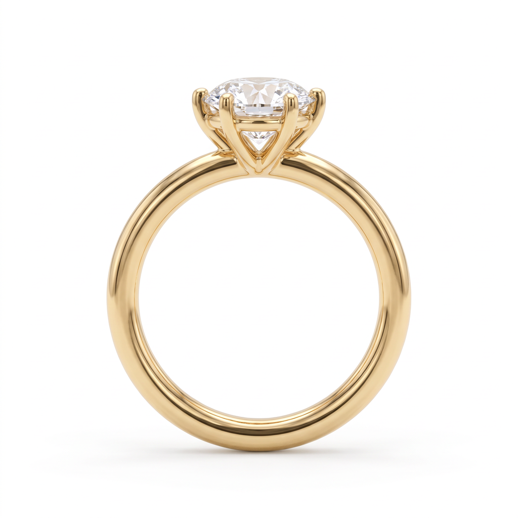 Gallery view of 1ct marquise solitaire engagement ring in 14K yellow gold showing setting height and open basket