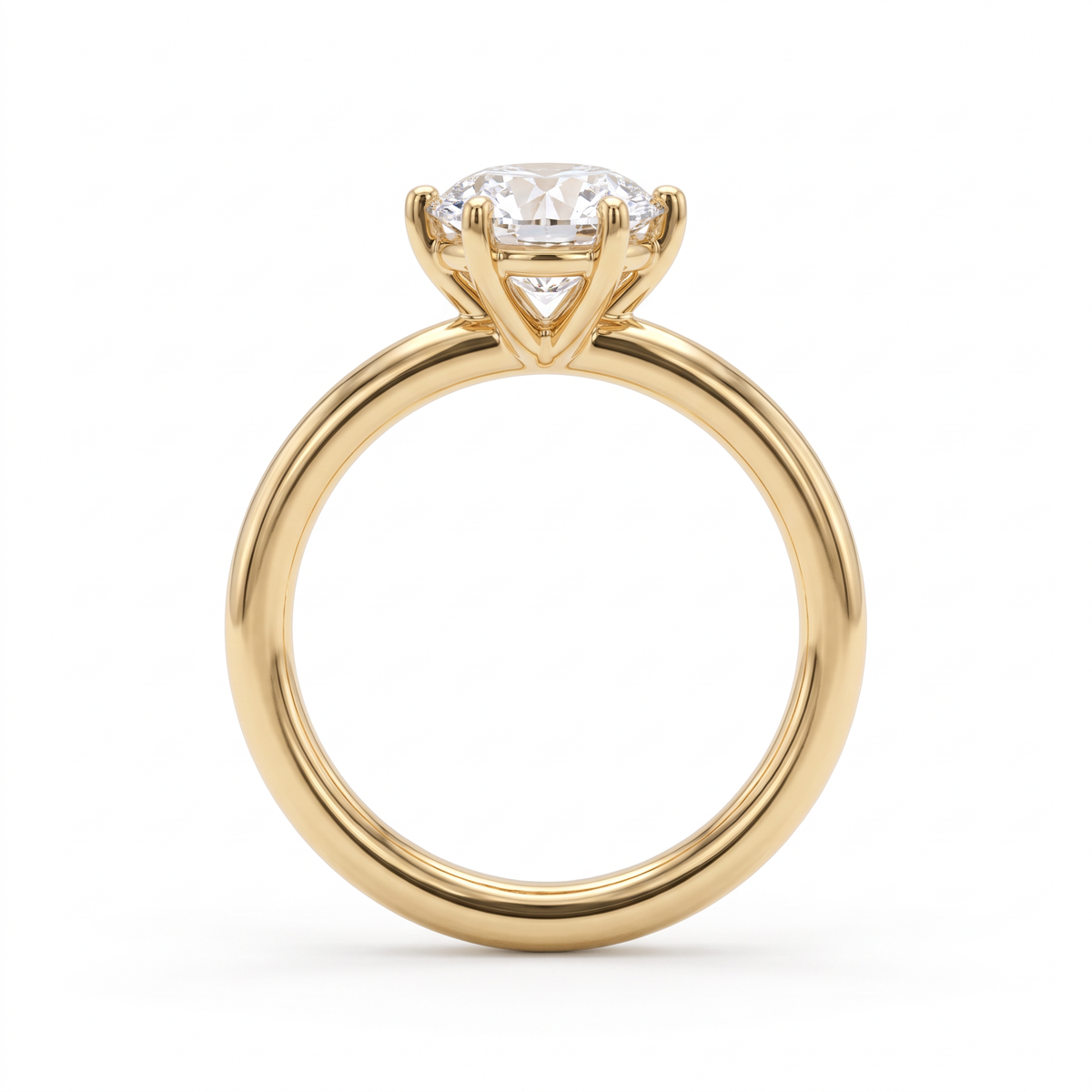 Gallery view of 1ct marquise solitaire engagement ring in 14K yellow gold showing setting height and open basket