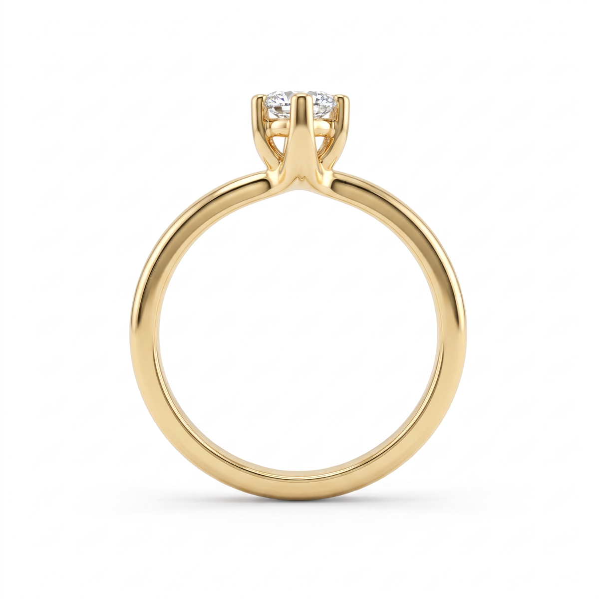 Side profile of 1ct marquise solitaire engagement ring in 14K yellow gold showing how low the stone sits on the finger