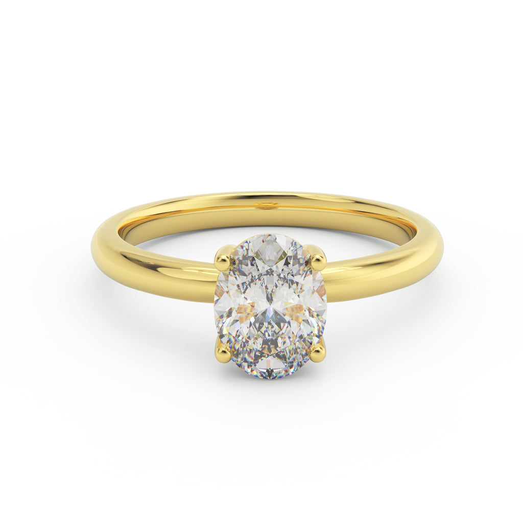 14K gold 1ct oval solitaire engagement ring front view – Rego Park Solitaire