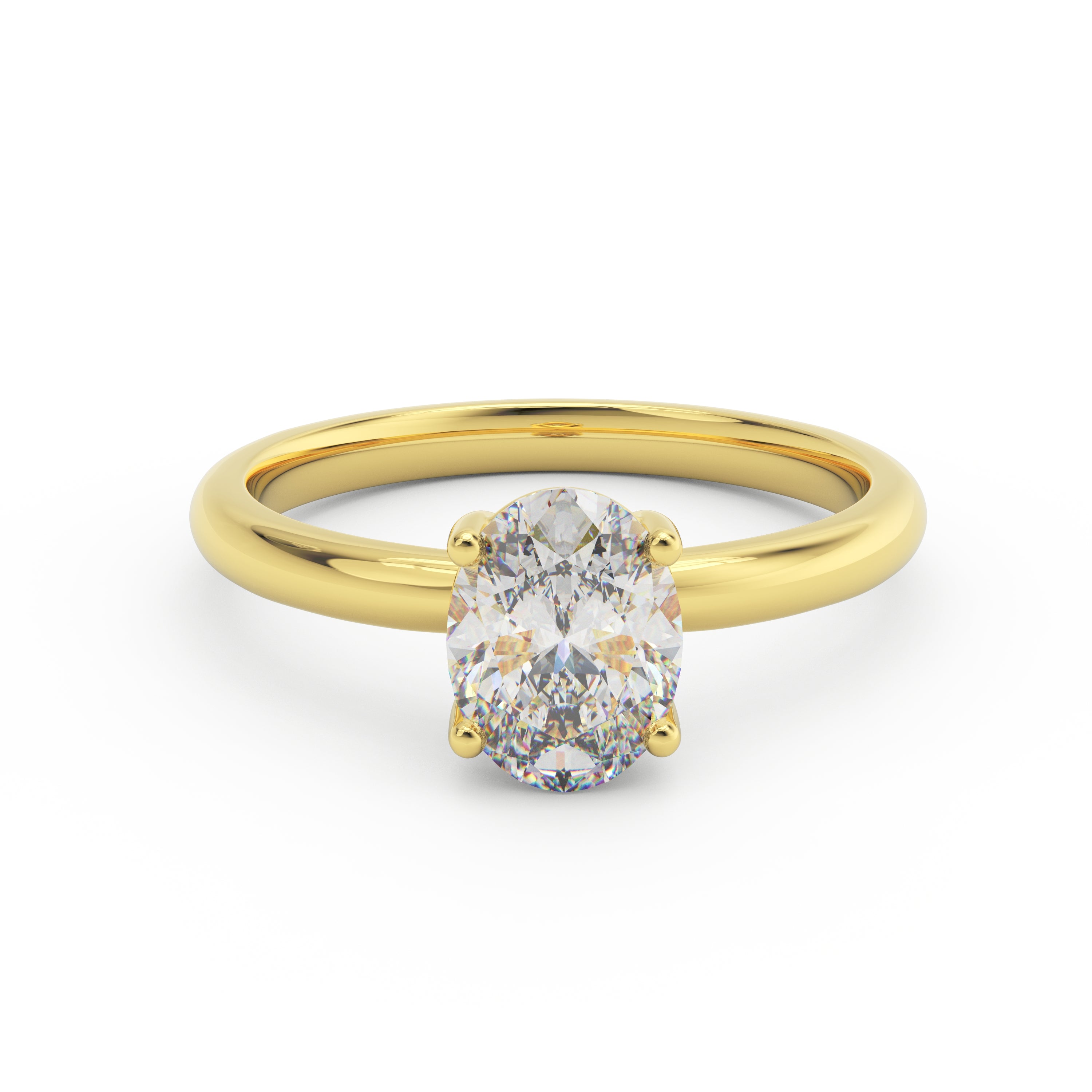 14K gold 1ct oval solitaire engagement ring front view – Rego Park Solitaire