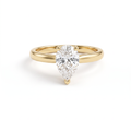 1ct pear Lab-Grown Diamond solitaire engagement ring in 14K yellow gold, front view with V-prong over the point