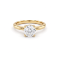 1ct round Lab-Grown Diamond solitaire engagement ring in four prongs, 14K yellow gold, front view