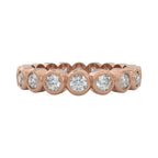 1ct wedding ring, bezel set closed up view for details in 14k rose gold