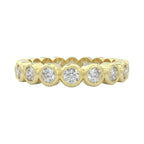1ct wedding ring, bezel set closed up view for details in 14k yellow gold