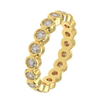 bezel set diamond wedding ring showing full diamond layout – angled view