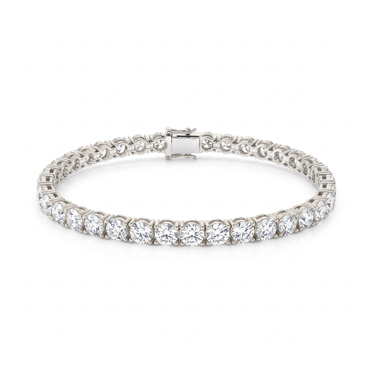 4-prong 2.5 carat Lab-Grown Diamond tennis bracelet in 14K white gold with box clasp